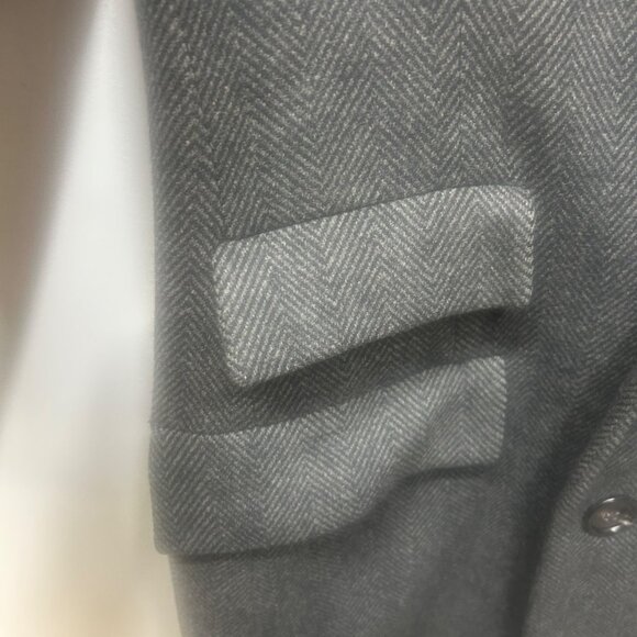 Polo Ralph Lauren Double-Breasted Wool Herringbone Overcoat Black Velvet Collar - Picture 9 of 12